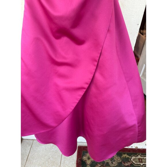 Vintage 90's Fuscia Pink Midi Formal Prom Bridal Dress Tulle Puff Size 6 - Picture 6 of 12